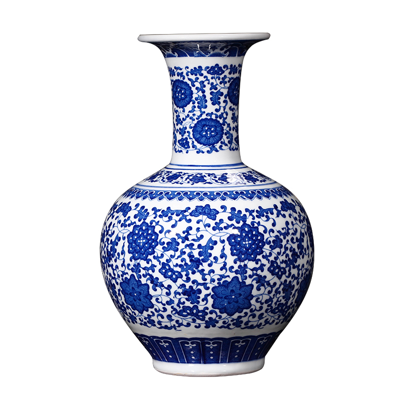 Jingdezhen blue and white porcelain vases, flower arranging modern new Chinese style household living room decorations ceramics ceramic decoration