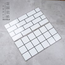 Nordic style black and white kitchen tiles 300*600 I-shaped bright glazed brick bread brick Nine Palace grid Subway Brick