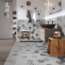 Hexagonal brick cement gray brick Nordic kitchen toilet tile hexagonal floor tile antique brick 200*230 wall brick