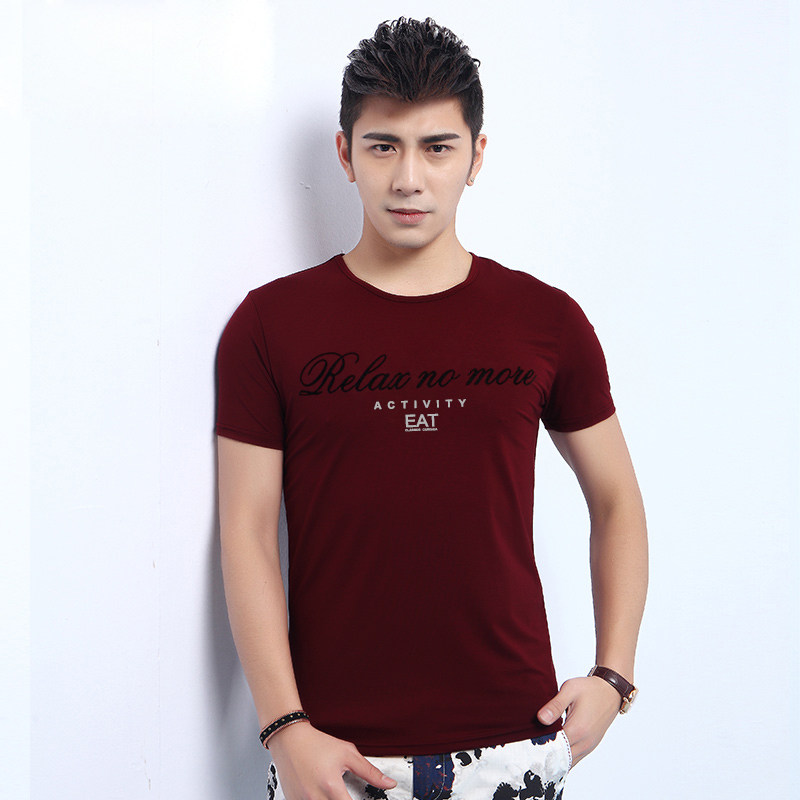 夏季圆领男士短袖t恤精梳棉印花运动男装修身半袖潮男体恤潮流