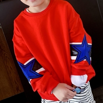 Spring and autumn new childrens clothing Western style boys autumn pure cotton long-sleeved sweater five-pointed star base shirt 2021 childrens clothes