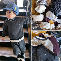 Childrens clothing Boys winter sweater 2019 new Korean version of the boy autumn and winter Western style thickened top fake two stripes