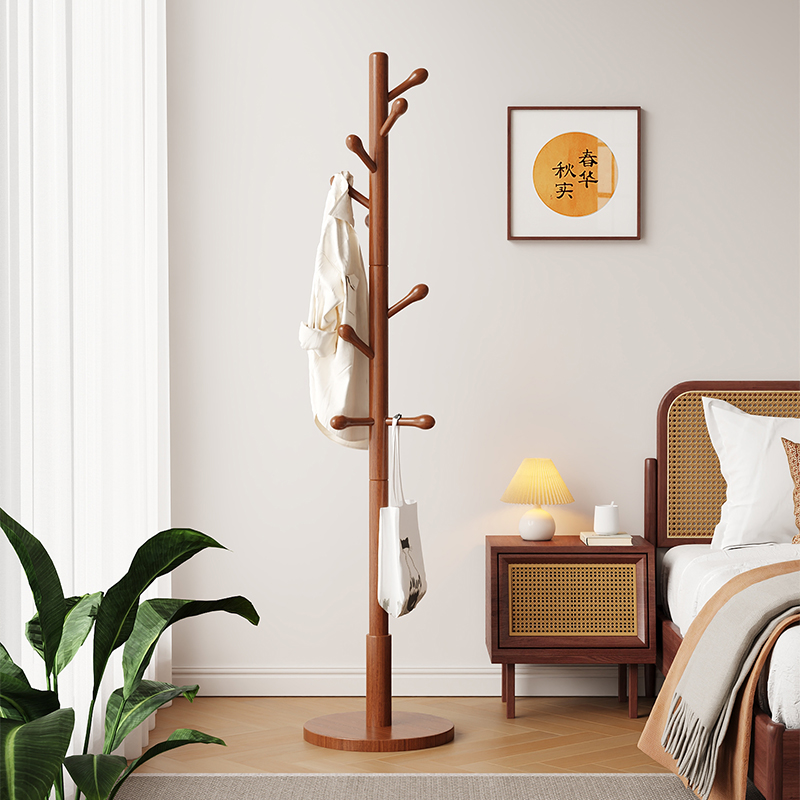 Solid wood clothes hanger floor clothes hat rack bedroom home hanging clothes hanger Easy vertical hanging clothes pole mesh red indoor hanging bag rack-Taobao