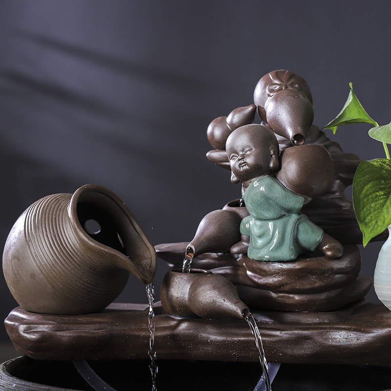 Jingdezhen ceramic aquarium aquarium filter tank restoring ancient ways of small automatic cycle water feng shui plutus sitting room