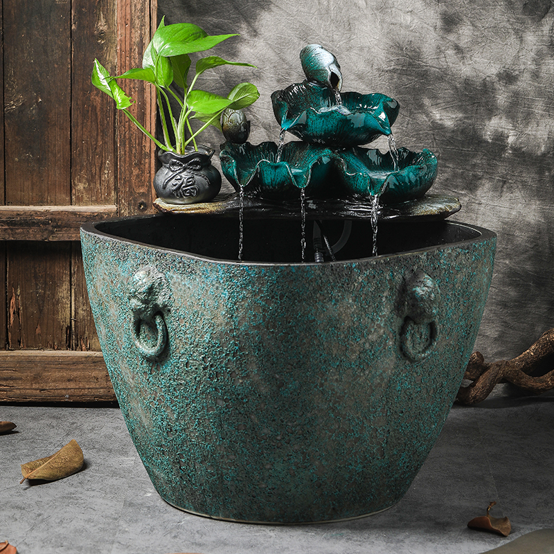 Jingdezhen ceramic aquarium sitting room humidifier water fountain aquarium fish bowl lotus garden balcony water tanks