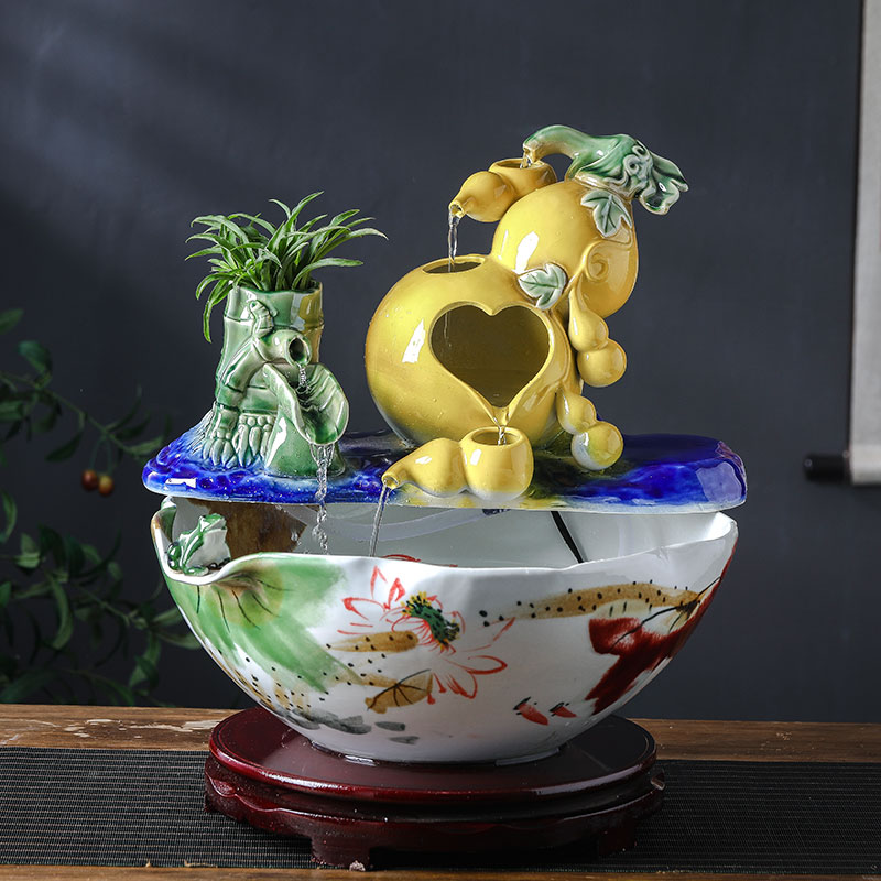 Creative ceramic aquarium sitting room circulating water of small desktop fountain office lucky fish bowl goldfish bowl