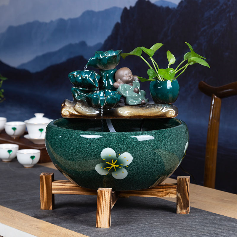 Ceramic aquarium small home sitting room aquarium desktop furnishing articles of Chinese style water loop filter goldfish bowl fish bowl