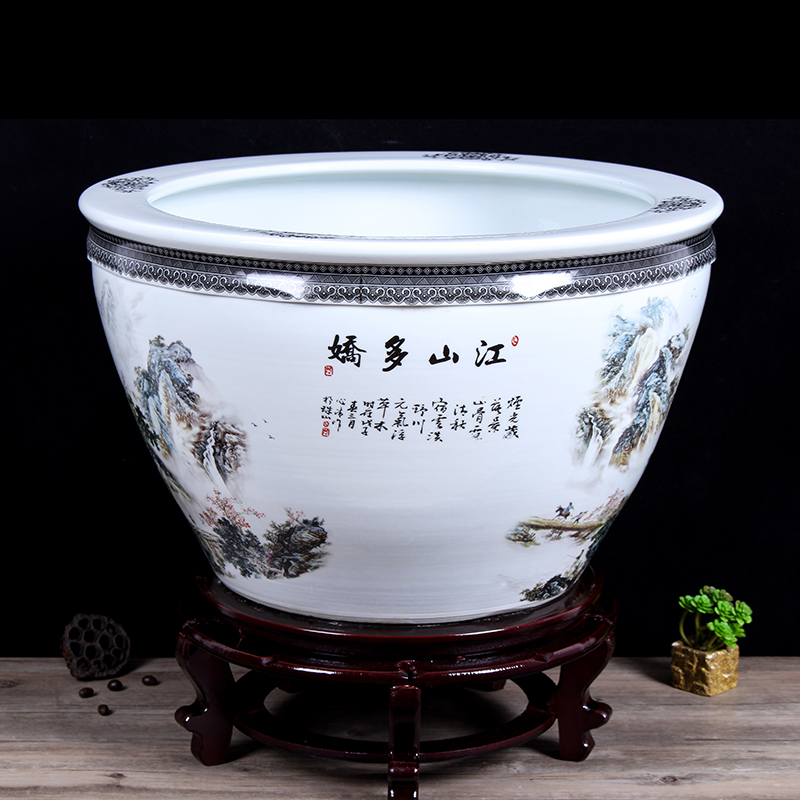 Jingdezhen ceramic tank sitting room be born daikin tank water lily courtyard aquarium aquarium painting and calligraphy cylinder