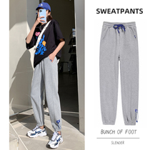 Grey Sports Pants Women's 2021 New Haarlem Pants Spring High Waist Loose Foot Slim Straight Sweatpants