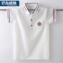 Childrens short-sleeved T-shirt 2021 new summer clothes boys  top middle and large childrens polo shirt lapel half sleeve white foreign style