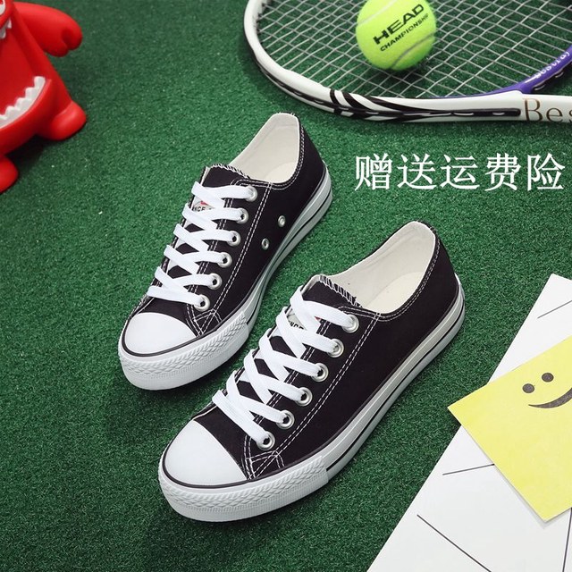 Humanistic classic street photography black canvas shoes for women Korean style students couple cloth shoes ins white shoes ulzzang sneakers
