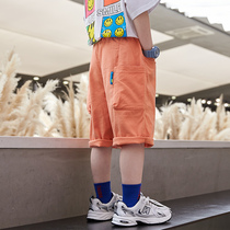 Boys summer shorts childrens five-point pants in big childrens 7-point pants boys overalls children wear cotton pants 5