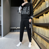 Sports Set Men Spring and Autumn 2020 New Couples Round Collar Pullover Sweatshirt Two Piece Set Women Leisure Running Clothes Tide