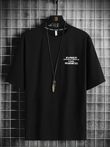 Summer short sleeve T-shirt Korean version of the trend print plus fat fat man half sleeve ins Tide brand ulzzang men