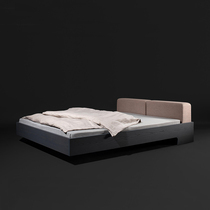 Custom Nordic solid wood bed 1 2 meters 1 8 modern simple Japanese floor short bed black walnut oak tatami bed