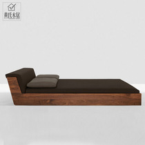 Nordic solid wood bed black walnut tatami bed Japanese simple oak 18 double bed bedroom floor low bed