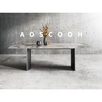 AOSCOOH Italian simplicity Bright-faced luxury rock slab Glass Light luxury household rectangular rock plate table