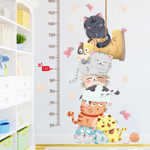 Wall stickup cute kitty height sticker Childrens room Baby decorated bedroom Cartoon sticker Self-glued kindergarten Classroom