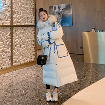 2021 new winter long down jacket women long knee 90 white duck down thick warm Korean white coat