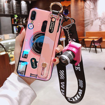 Net red camera vivoz3 mobile phone shell z3i blue light with lanyard halter neck z3x z1 z1i Silicone all-inclusive anti-drop vivo y97 y85 personality x21s tide girl v