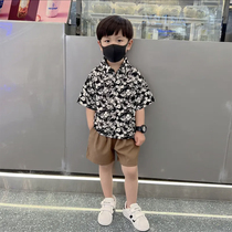 Boys' suits Summer 2022 new baby fashionable foreign gas children fried street broken flower shirts handsome Korean version of clothes tide