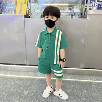 Boys suit 2022 new baby fashionable foreign air bombing street summer red polo shirt children short-sleeved clothes tide