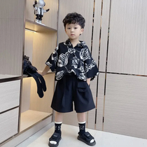 Boys' suit 2022 new baby fashionable foreign atmosphere Summer children's broken street shirt clothes handsome Han version tide