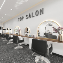 Net red hair salon mirror Barbershop mirror Makeup mirror with LED light Hair salon special semicircular mirror Hair cutting mirror