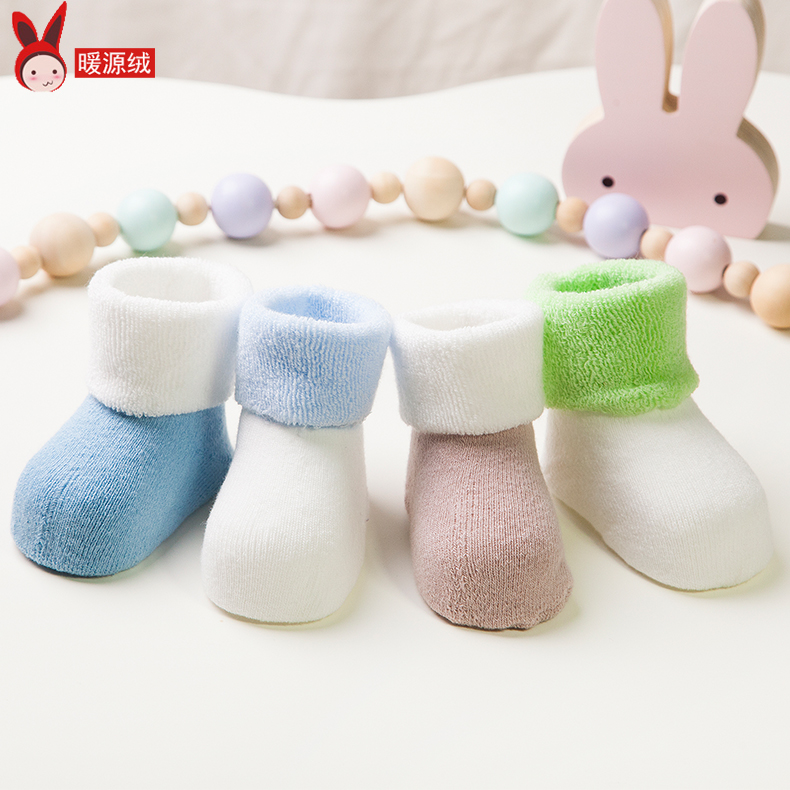 男女宝宝婴儿袜子0-3-6个月秋冬季新生儿纯棉加厚松口毛圈袜1-3岁产品展示图3