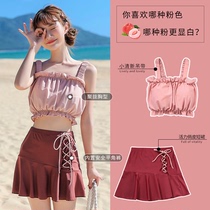 women's summer split style two piece student's conservative belly covering slim 2022 new style explosive cute japanese swimsuit