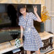 Changzi French bellflower plaid dress summer new retro scheming skirt was thin temperament small short-sleeved skirt Changzi French bellflower plaid dress summer new retro scheming skirt was thin temperament small short-sleeved skirt