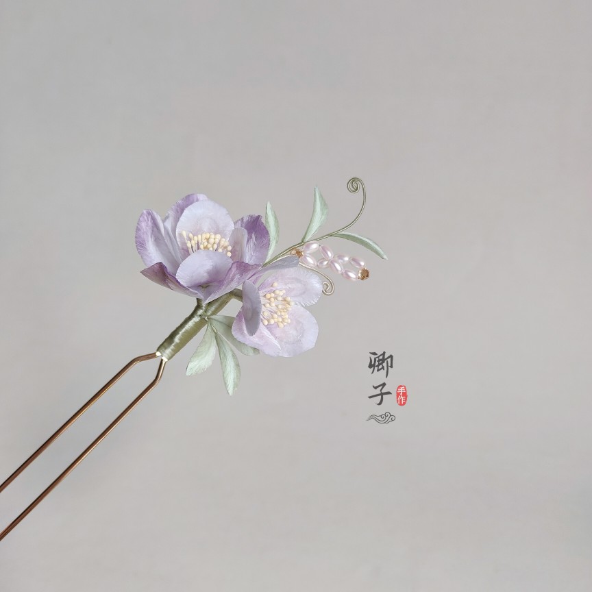 『折琼枝』卿子手作原创发簪非遗绒花汉服发饰素雅日常簪子手工