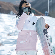 New Veneer Ski Suit Womens Lovers Winter Tide Cards Double Board Waterproof Ski blouses Long style Outdoor jacket