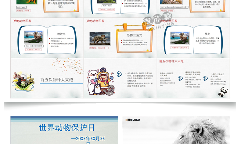 保护野生动物班会课件ppt模板珍稀世界动物保护日宣传关爱生命wps