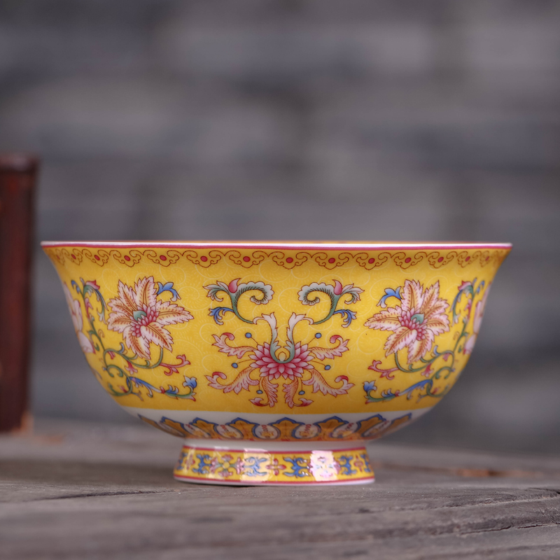 Jingdezhen Chinese dishes suit ceramic bowl chopsticks home plate to eat to use a single large bowl of small bowl bowl of long life