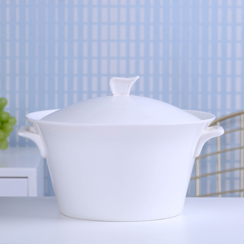 Jingdezhen ceramic white large soup bowl of household microwave oven with cover soup basin product of pot mercifully rainbow such as bowl dish bowl of soup