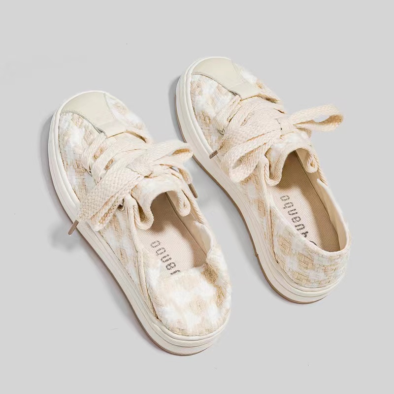 images 18:YIYUANDA Canvas shoes women's new half-slippers in autumn 2022 images 18:YIYUANDA Canvas shoes women's new half-slippers in autumn 2022