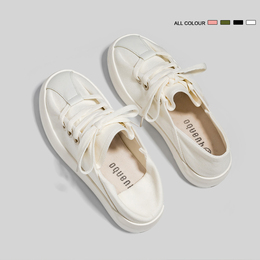 Yiyuanda ~ 2022 Summer new semi-trailed canvas shoes women 100 hitchhiking shoes One foot pedal sloth with little white shoes