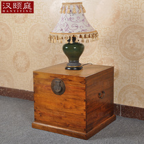 Camphor wood box Full solid wood storage storage calligraphy and painting clothes box Wedding box Bedside table corner few new Chinese bay windows