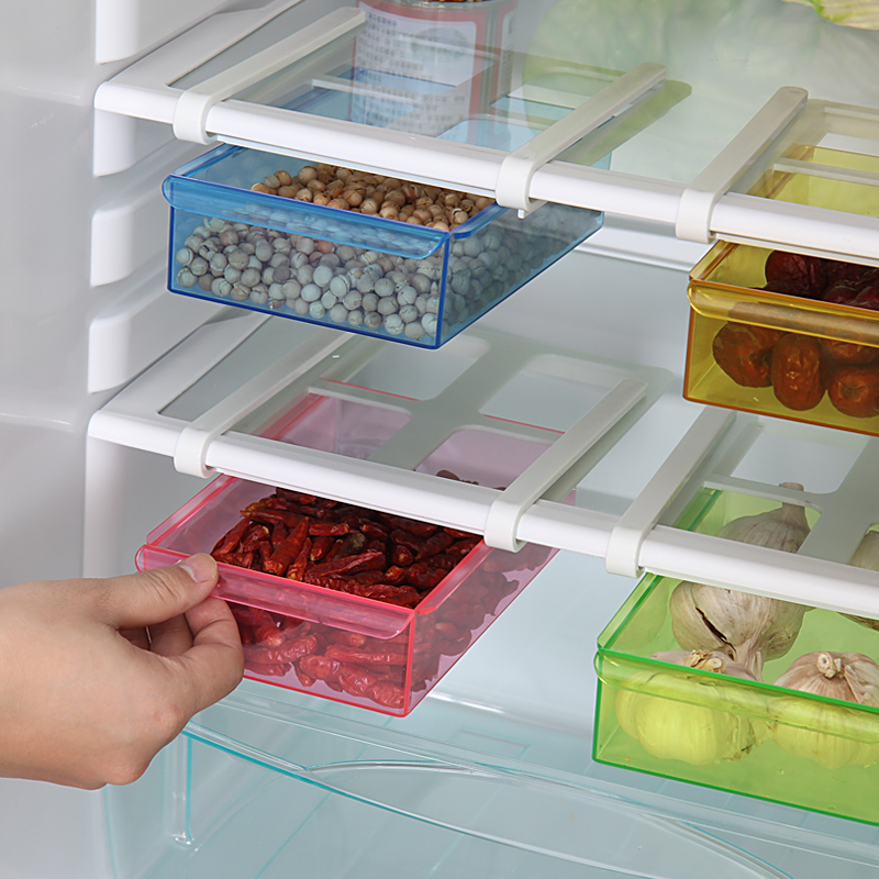 小萌主冰箱保鲜隔板多用收纳架 厨房抽动式冰箱收纳盒小抽屉产品展示图3