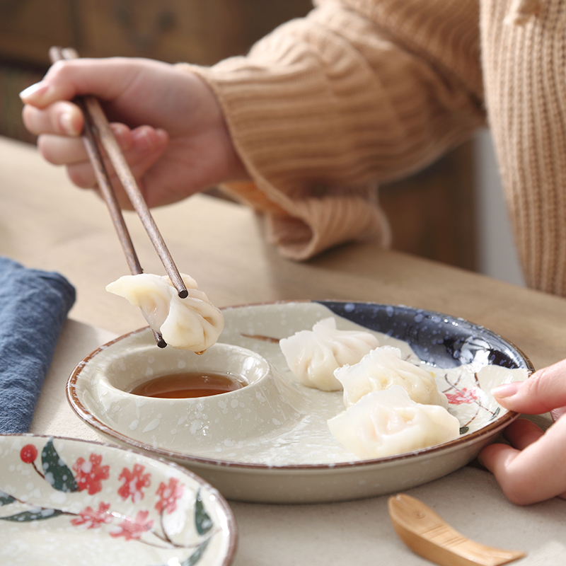 Japanese dumplings dribbling vinegar dish under glaze color porcelain tableware square creative cold dish dish dish dish dish