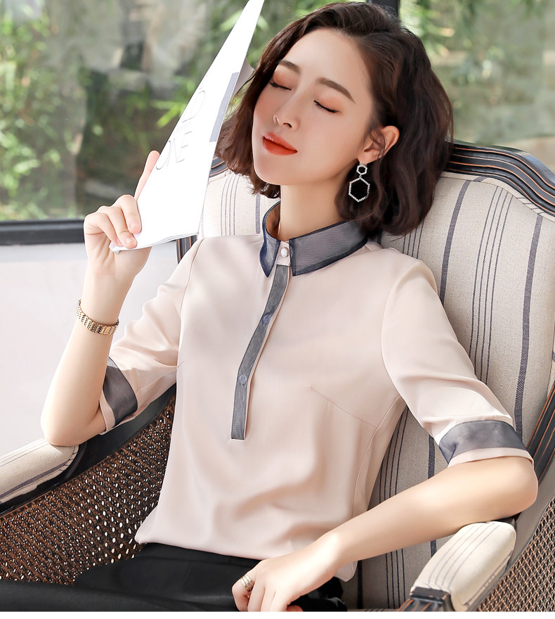 雪纺衬衫女春夏季女士时尚气质显瘦设计感职业衬衣上衣潮