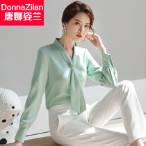 Chiffon white shirt female design sense niche 2021 Spring and Autumn new high-end fashion foreign style long sleeve professional shirt