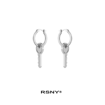 RSNY irregular key earrings female 2021 New Tide temperament advanced cold wind ear ornaments
