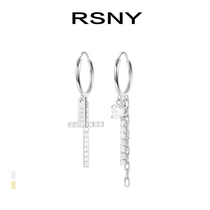 RSNY cross earrings women 2020 new sterling silver simple high-grade temperament net red#HighLine