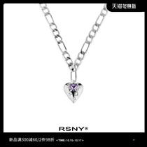 (New) RSNY heart-shaped gravel necklace female trend light luxury autumn personality ins Wind purple love neck chain