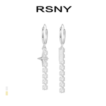 RSNY long crystal earrings 2020 new fashion women sterling silver cold wind net red high sense#HighLine