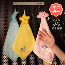 Handtowel hanging absorbent household Korean creative cute cartoon bathroom kitchen paint handkerchief towel children