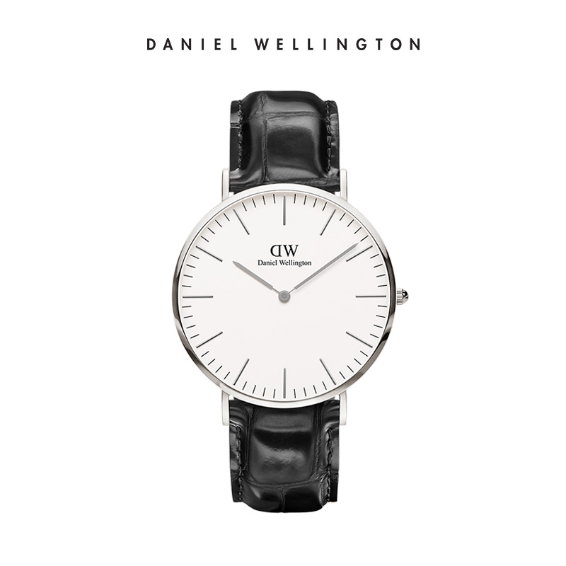  DanielWellington dw手表男士 40mm皮帶男表銀色腕表