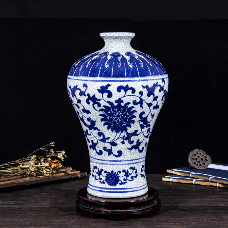 Crack in jingdezhen ceramics glaze antique blue and white porcelain vase decoration home act the role ofing mesa of the sitting room of Chinese style restoring ancient ways furnishing articles